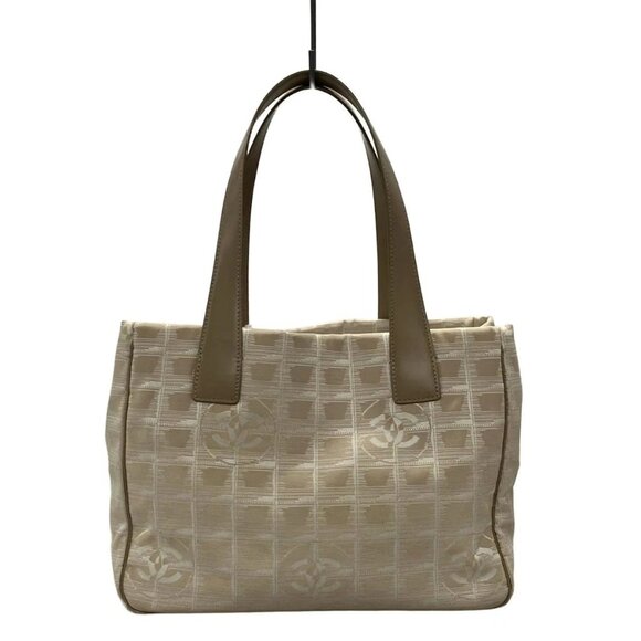 Auth CHANEL New Travel Line Tote PM A20457 Beige Nylon Tote Bag - Picture 1 of 12